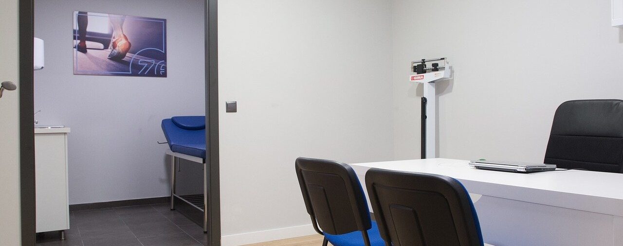 inside of physiotherapy clinic with treatment bed